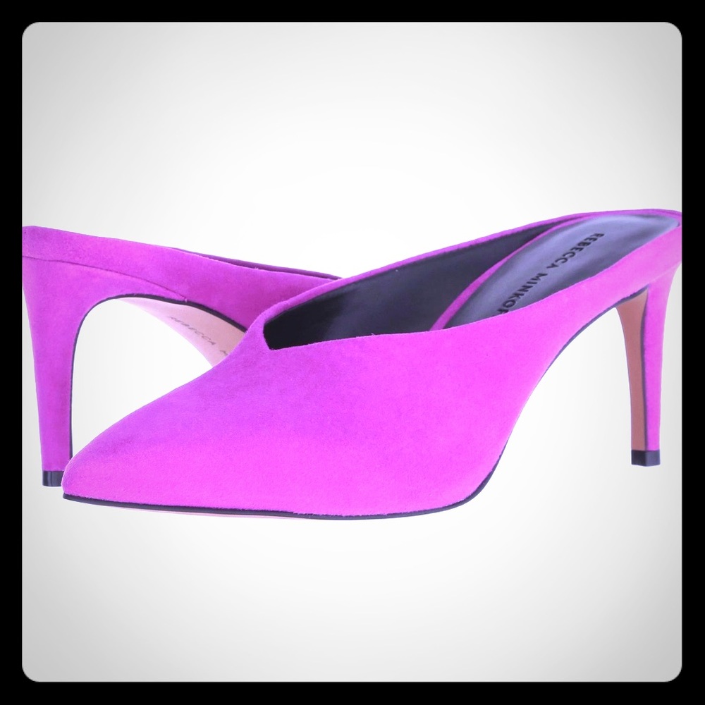 Rebecca Minkoff Graciano Fuschia Suede Mules Sz 8